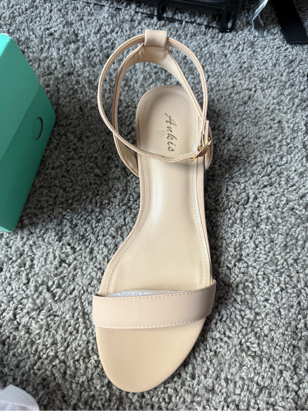 Nude Ankle-Strap Wedge Sandals